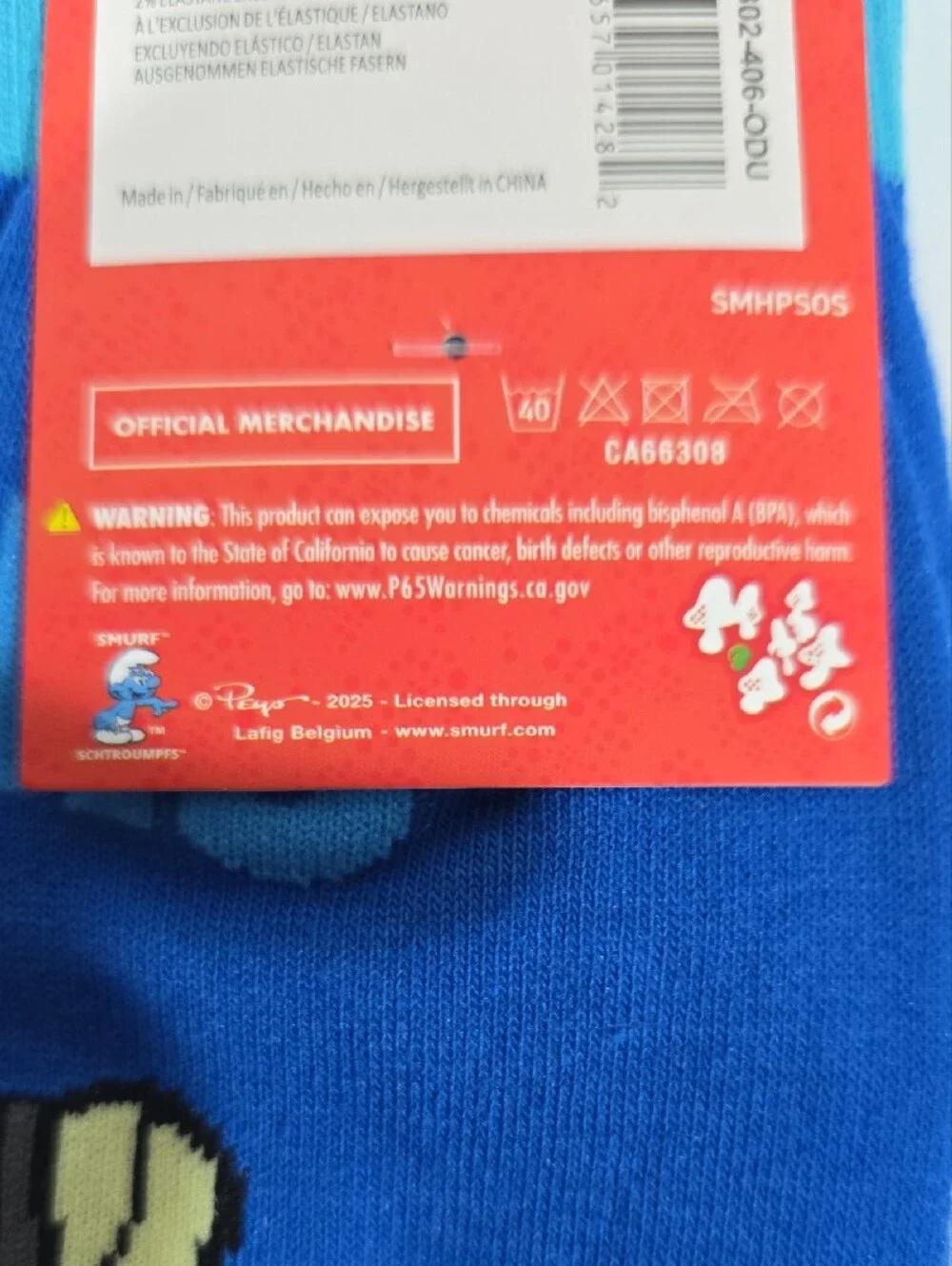 The Smurfs Blue Crew Socks with Character Panels